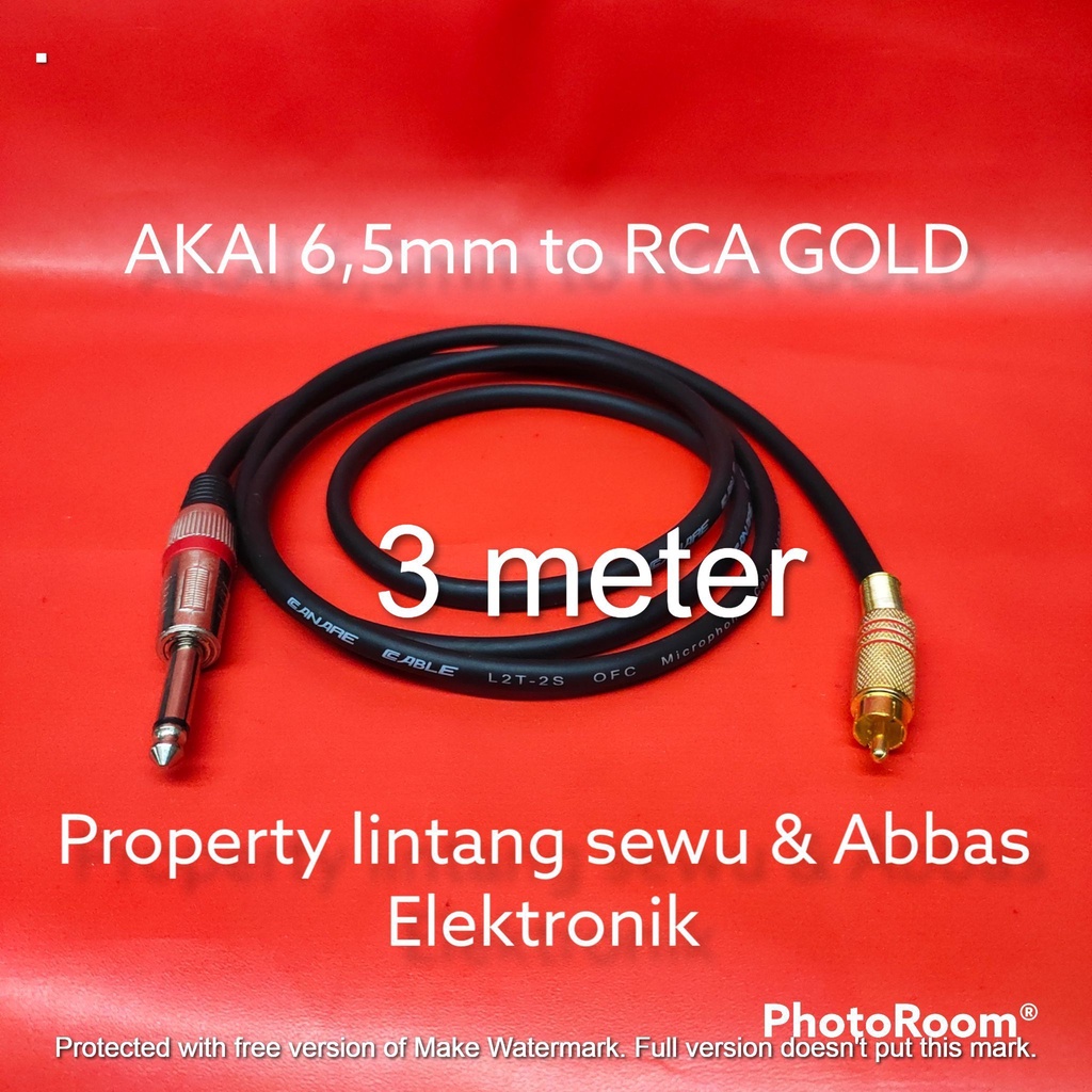 KABEL JEK AKAI 6,5MM TO RCA GOLD  3 METER