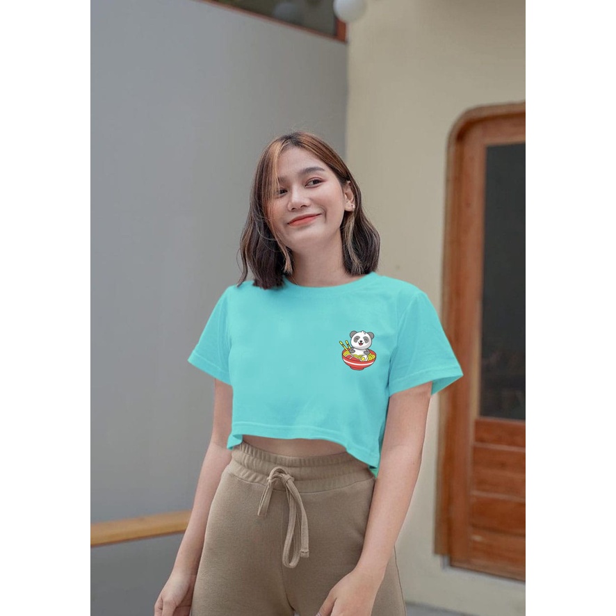 Flava_store - Crop Top Kaos Bear Mangkok Murah Wanita