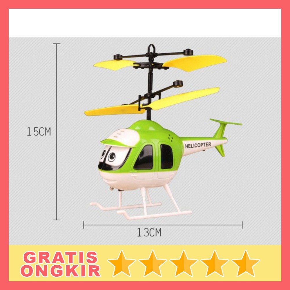 Grab Medan Mainan Helikopter Anak Anak dengan Kontrol Sensor 2CH Blue