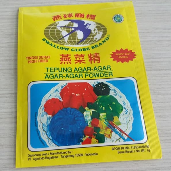 Agar Agar Swallow Globe Warna Putih  Merah Hijau Coklat dan Agar Agar Bola Dunia Plain 7 Gram