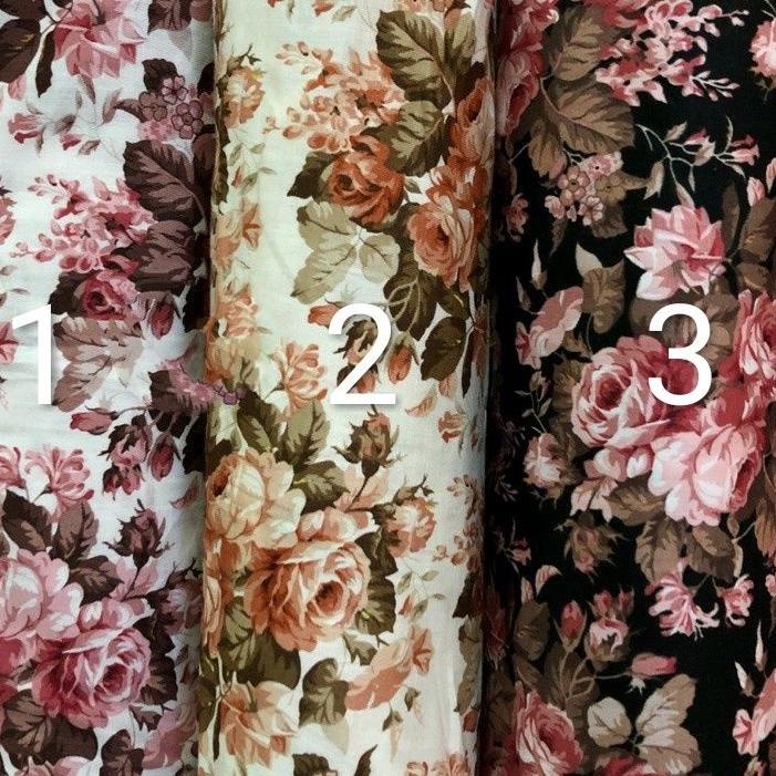 Kekinian - KAIN BAHAN KATUN JEPANG TOKAI SENKO MOTIF BUNGA MAWAR BESAR ,,