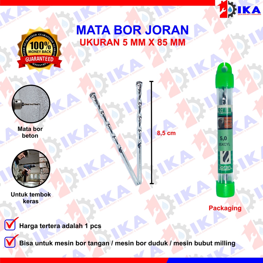 BOR BETON,  MATA BOR BETON JORAN SIZE 4 5 6 8 10 12 MM TEMBOK KUAT OBENG KUALITAS BAGUS TEBAL TAJAM Mata Bor Hole Saw Lubang Tembok Beton Hole Saw Hollow Core Hole Saw Pelubang Beton Tembok Pipa