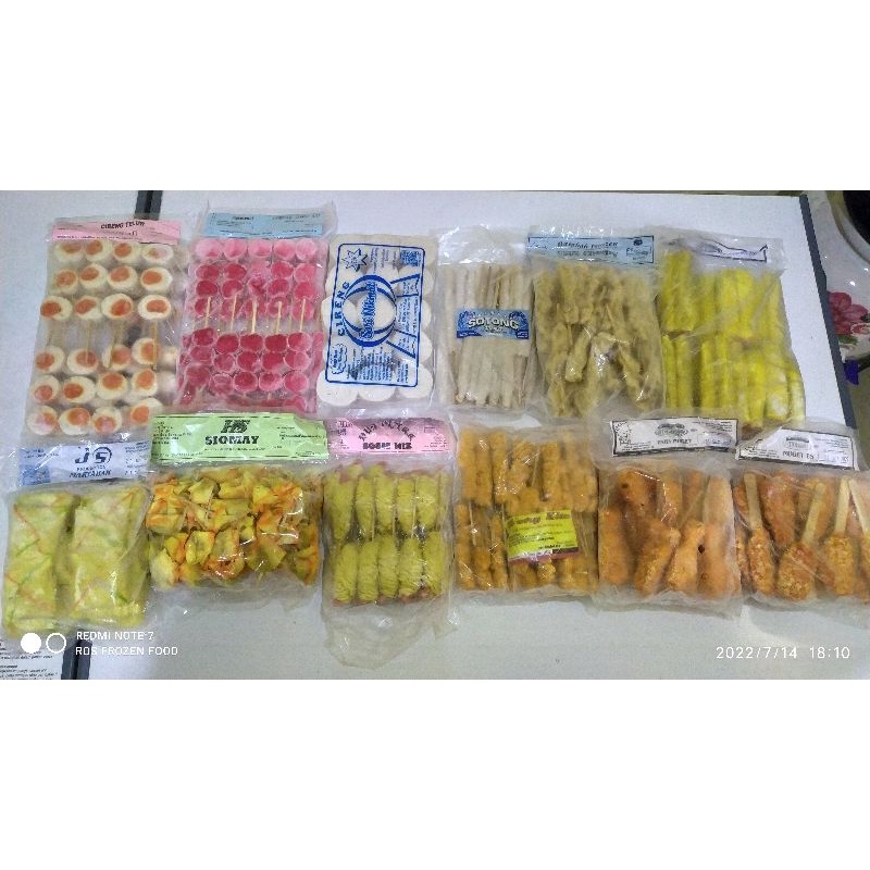 cireng merah   cireng telur   sotong   udang gulung 22tusuk