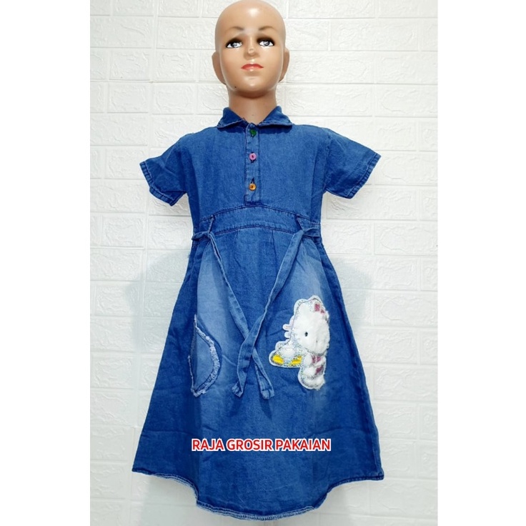 Dress Anak Jeans Kerah Boneka Estimasi Usia 4-9Thn