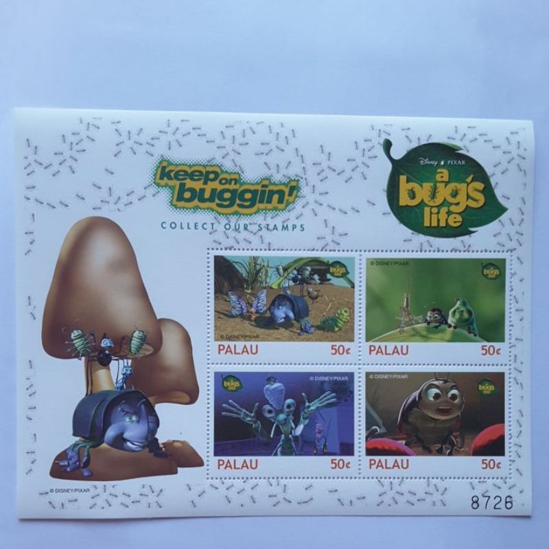 

Terlaris ✨ - Perangko Palau Disney Pixar a bug's life sheet 4 prangko 50c3.1.23