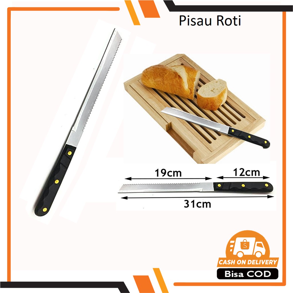 Pisau Potong Roti Tawar Bolu Kue Tart 2 Sisi Stainless Steel Bread Knife