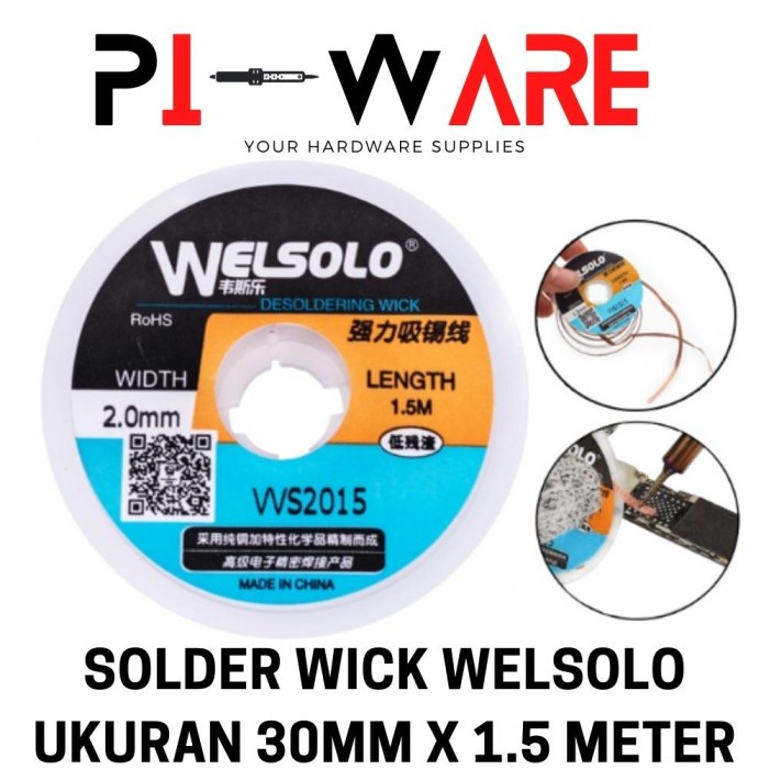 Original WELSOLO Solder Wick VVS3015 3015 Panjang 1.5Meter Lebar 3.0mm