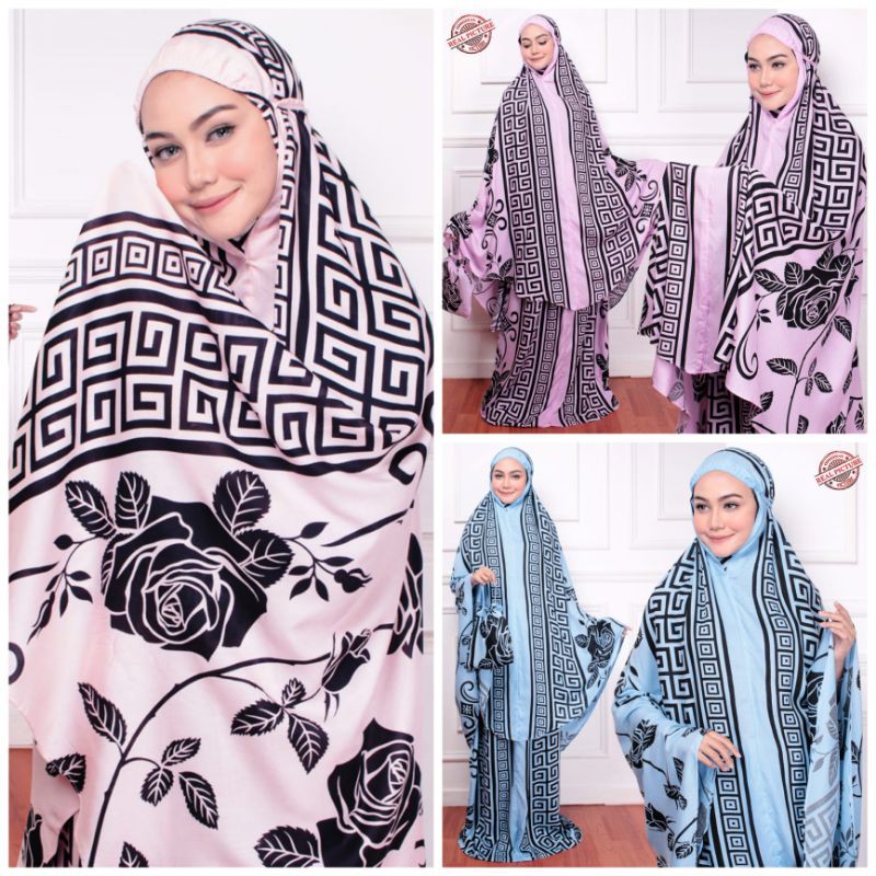 Mukena bunga mawar gucci baby bahan katun rayon tebal+adem berat 0.50kg +tas ukuran xxl