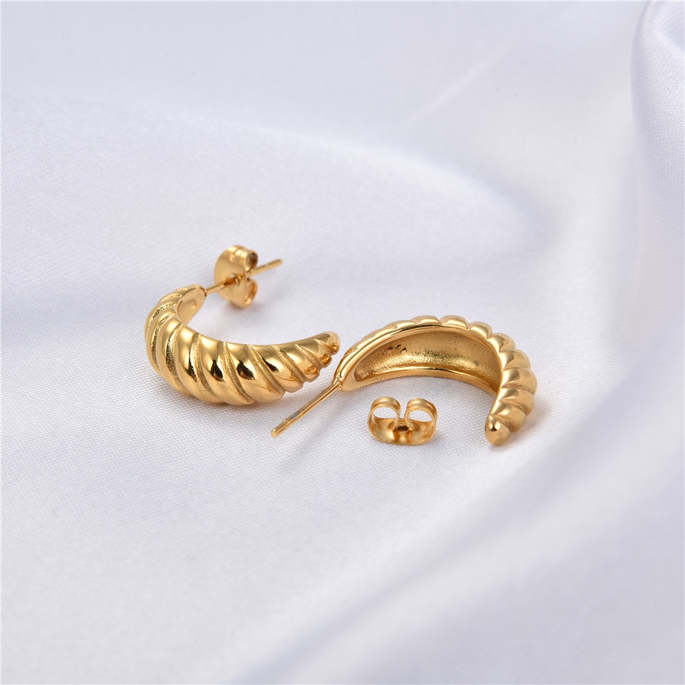 Anting Hoop Hypoallergenic Bentuk Lingkaran Bahan Stainless Steel Tahan Air Untuk Wanita