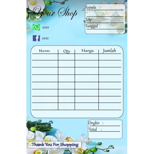 

NOTA OLSHOP CUSTOM MURAH / NOTA PENGIRIMAN MURAH / Blue Series
