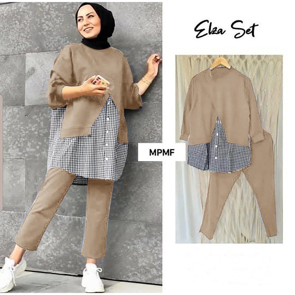 2 UKURAN 2XL 3XL HGO SET ELZE / SET ELZA CROM / ONE SET WANITA-Mocca 3XL