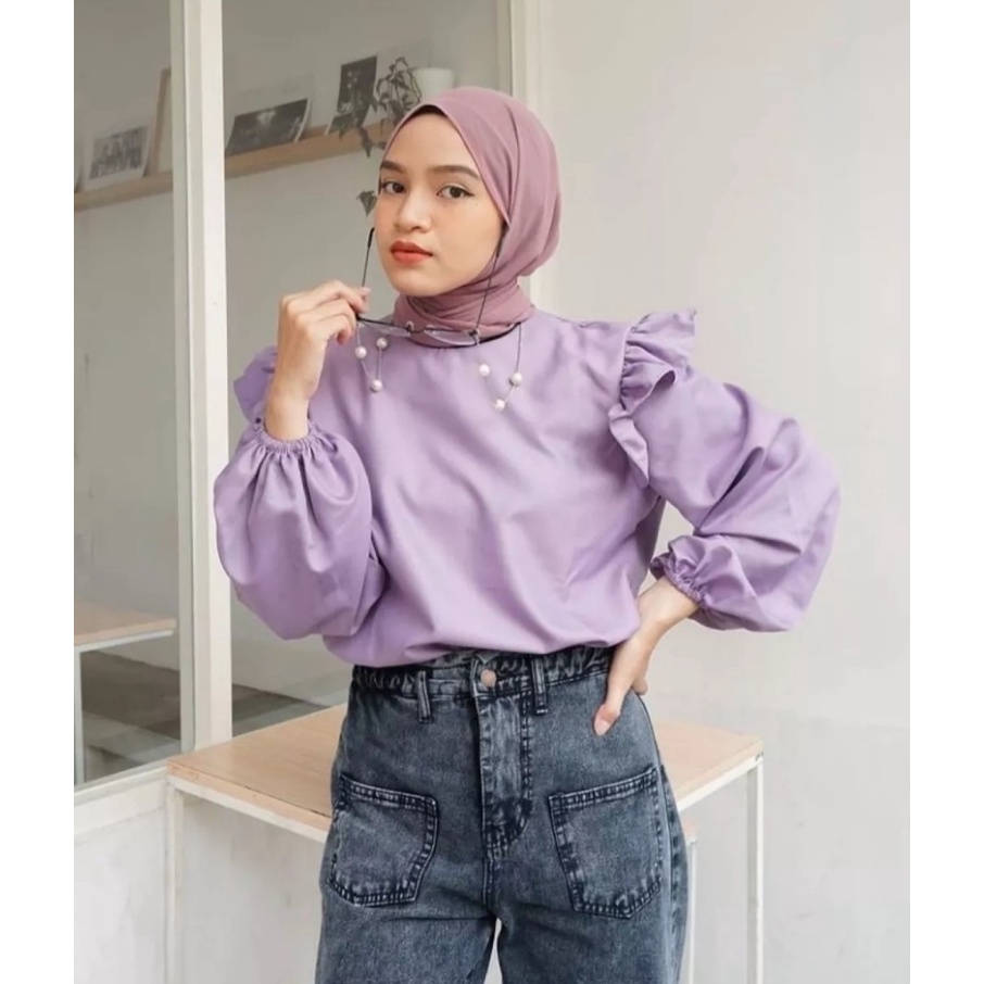 Hasby blouse Atasan wanita terbaru  Iner polos bahan crinkle