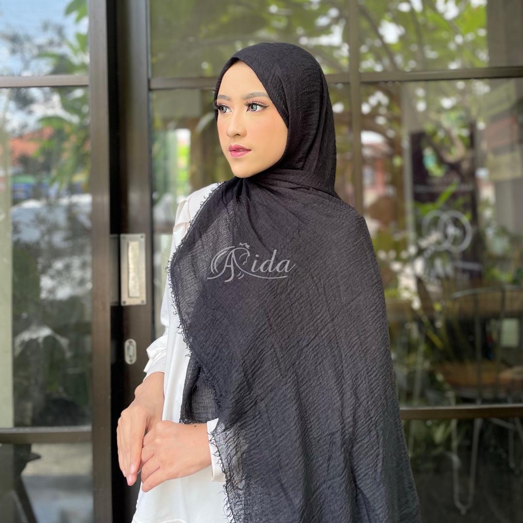 Part 1 Crinkle Shawl Negro Shawl Premium