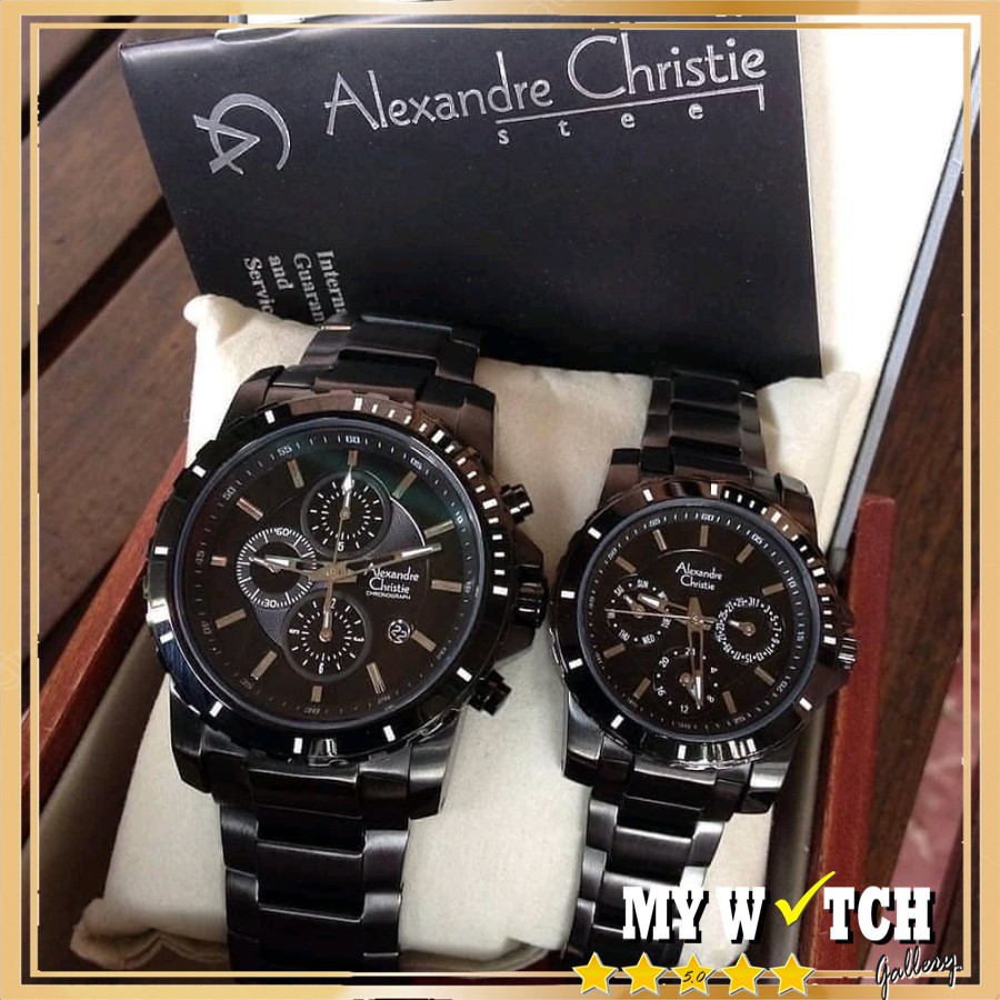 Jam Tangan Alexandre Christie / Alexander Couple AC 6141 Full Black Original