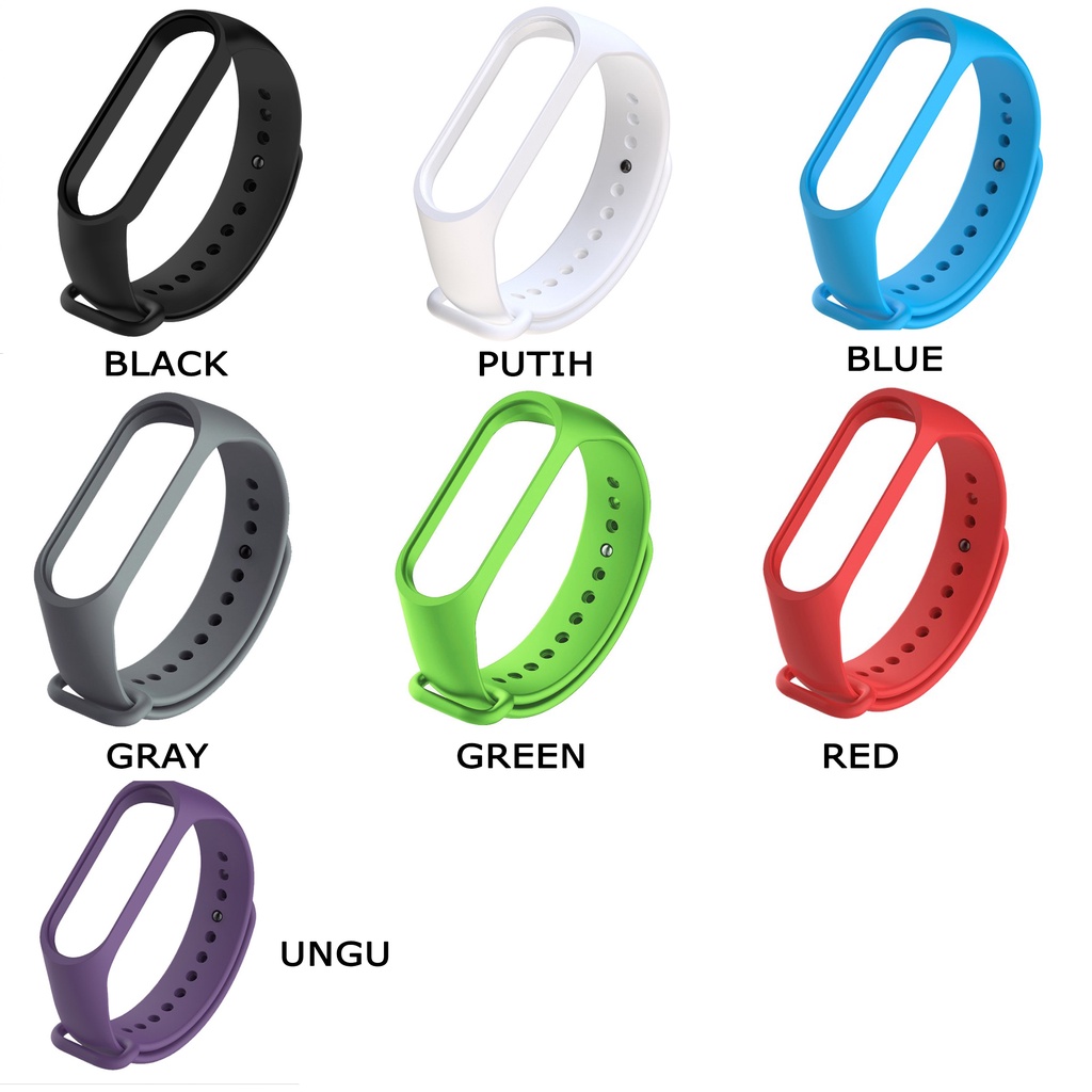 PREMIUM Strap Mi Band 5 6 ​Silicone Jam Gelang Xiaomi MiBAND watch Silikon Classic Tali jamtangan smart watch siaomi Warna Hitam biru merah hijau puti