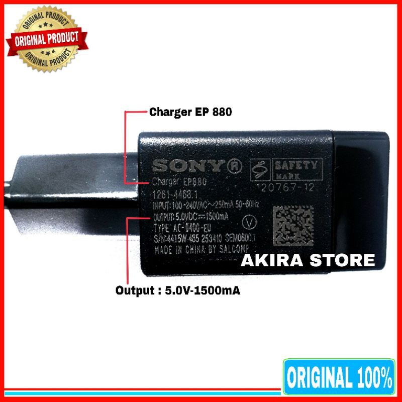 Charger Sony Xperia EP800 ORIGINAL 100% 5V-1500mA micro USB