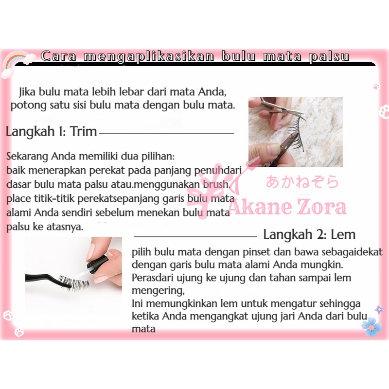 Akane Zora Bulu Mata 3D Bulu Mata Palsu Natural Dan Lem Bulu Mata Expert Premium Dan Penjepit Bulu Mata &amp; Lem Bulu Mata Eyelash Extension Penjepit Bulu Mata Sisir