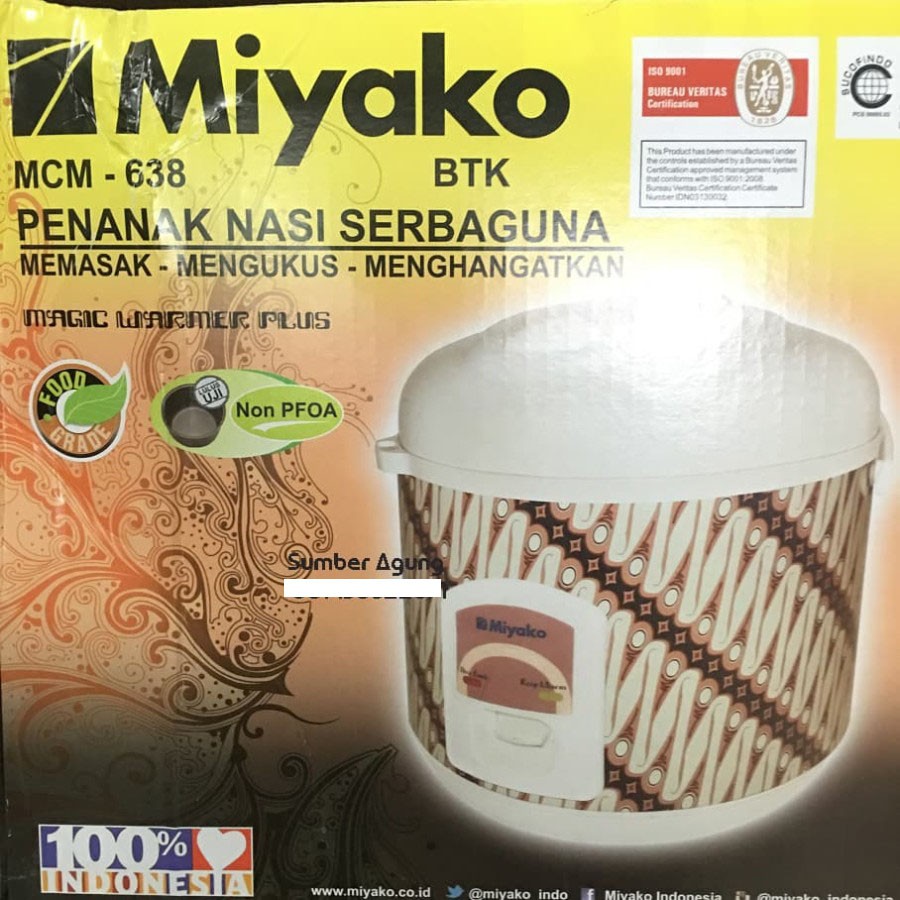 Miyako MCM-638 Batik Rice Cooker Penanak Nasi 1.8 L Magic Com Jar Warm