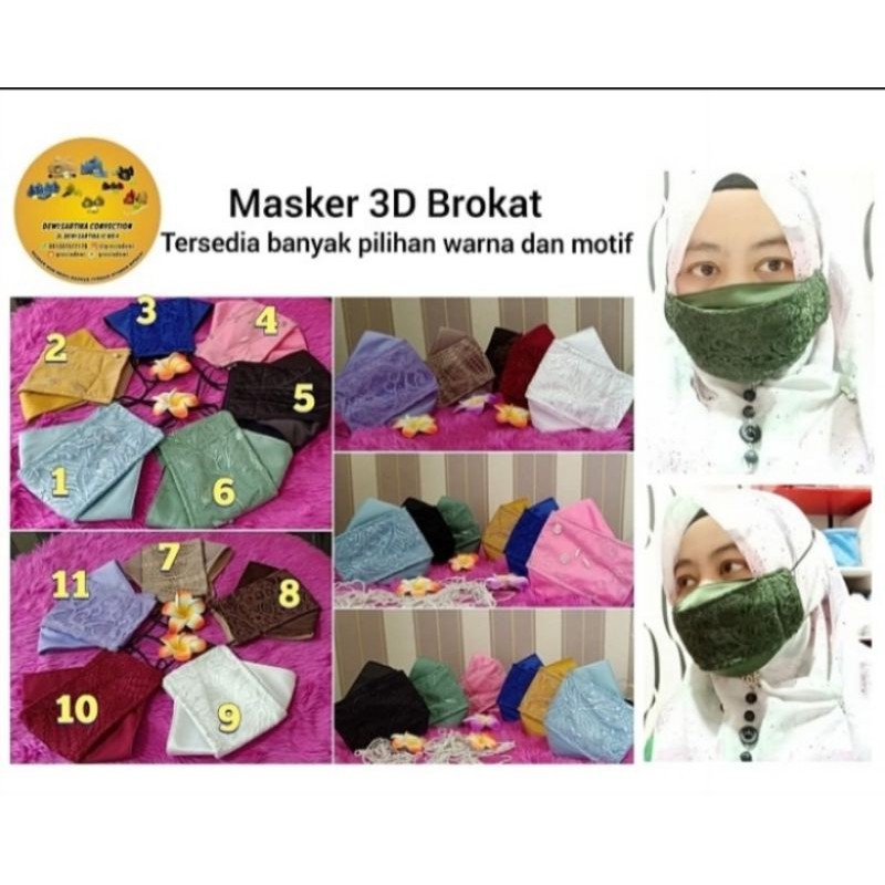 Masker Brokat Cantik Model 3D