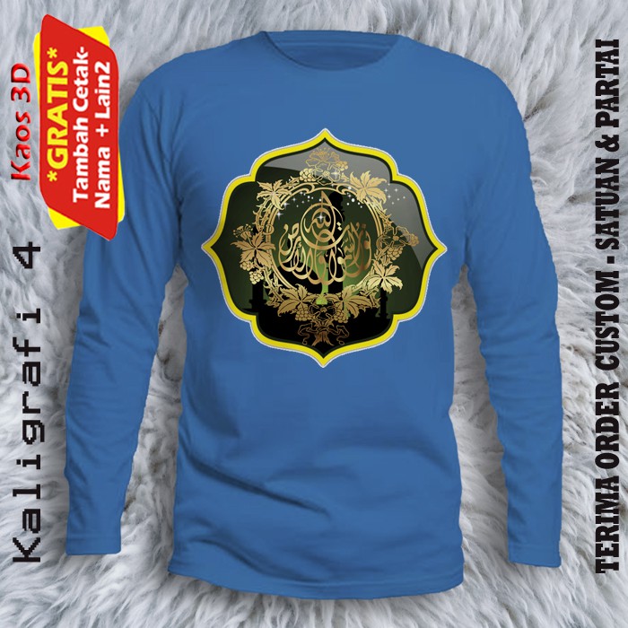Kaos gambar Kaligrafi lengan panjang / tshirt huruf arab lengan panjang ukuran dewasa lengan panjang