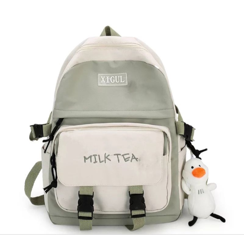 ST99 - Tas Ransel Sekolah Korean Style - Tas Ransel Milk Tea - Tas Ransel Wanita Kekinian - Tas Ransel Wanita Terbaru