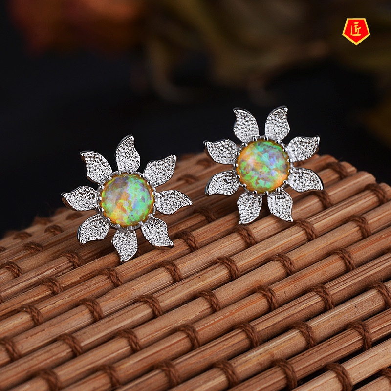 [Ready Stock]New Creative Sunflower Opal Earrings