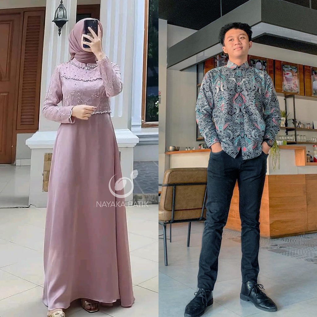 [COUPLE SPESIAL BAJU LEBARAN] COUPLE GAMIS TIARA MAXI DRESS TULLE MUTIARA - GAMIS COUPLE KEKINIAN - DRESS KONDANGAN TERBARU - COUPLE GAMIS MUSLIM KOMBINASI BROKAT