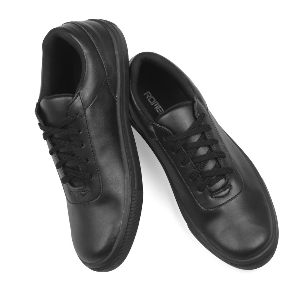 Sepatu Sneakers Pria Romenaco R50 Hitam Untuk Sekolah Kuliah Kerja