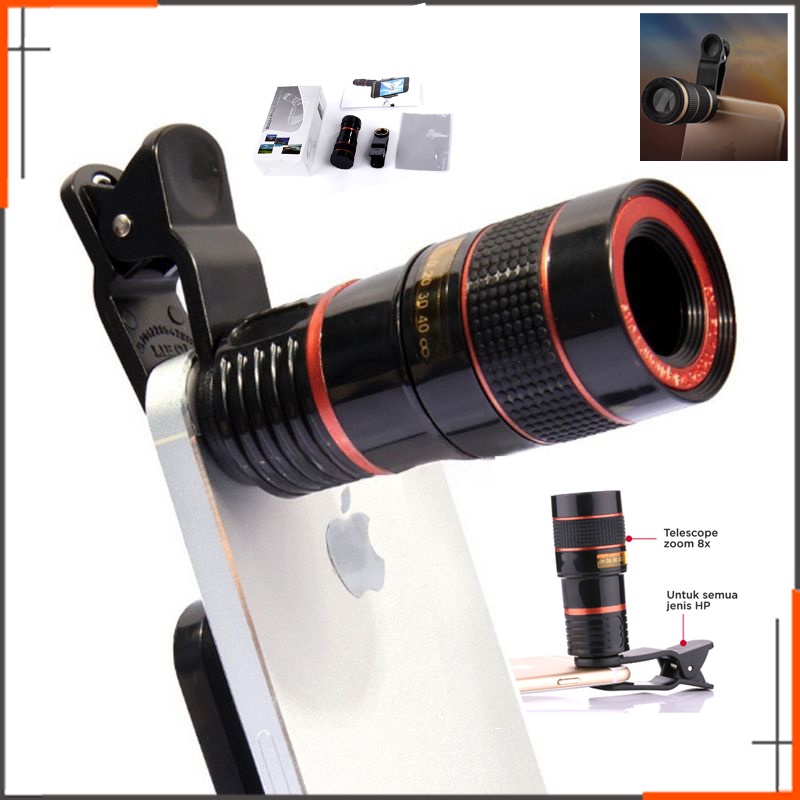 Satoehobie Lensa Teleskop Teropong  Hp Android Hape Smartphone Jepit Zoom Jarak Jauh