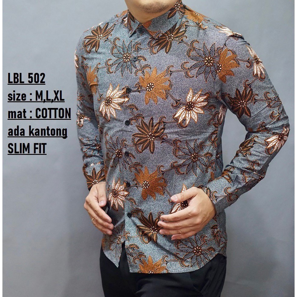 LBL502 KEMEJA BATIK PRIA SLIM FIT BAJU BATIK PRIA SLIM FIT KATUN HALUS BATIK SOLO