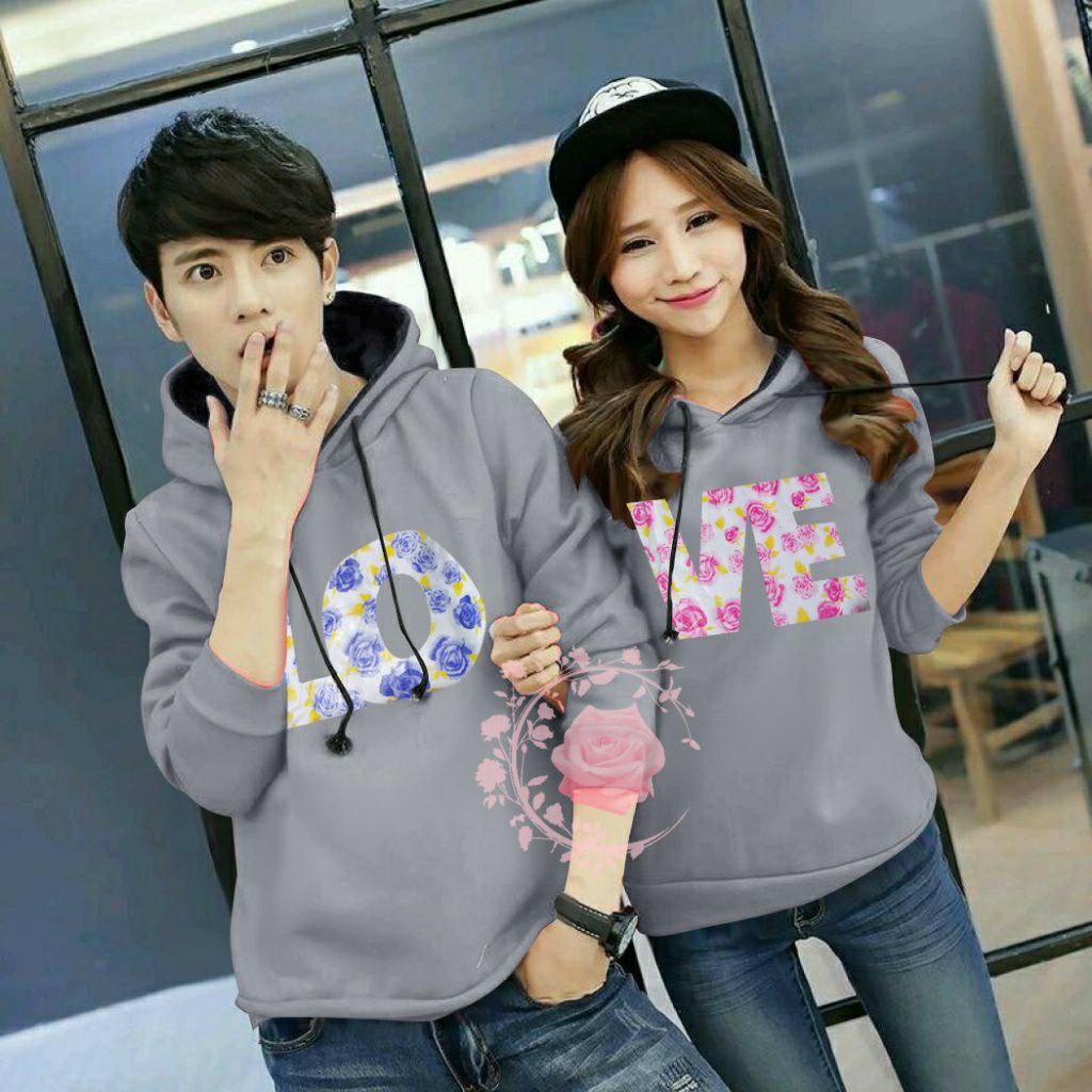 SWEATER COUPLE LOVE SEPASANG HOODIE PRIA WANITA / KASUAL TERLARIS / ATASAN