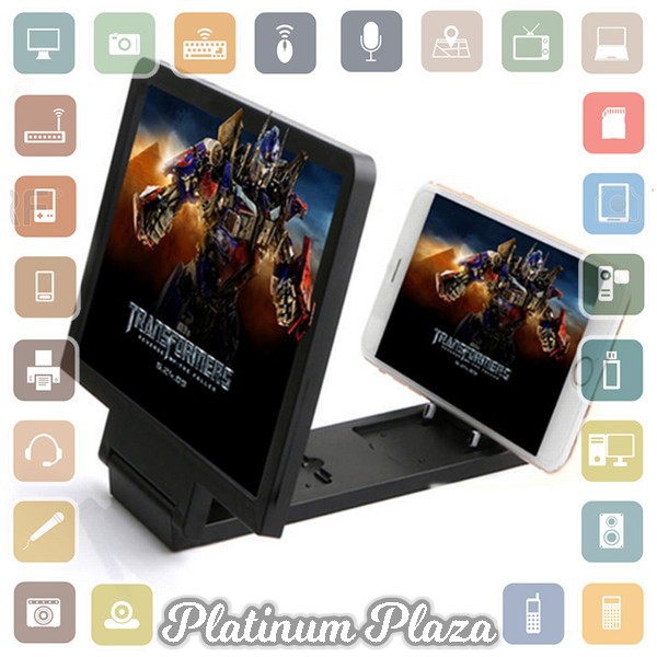 Stand Kaca Pembesar 3D Magnifier untuk Smartphone - Black`5ZBX1N-