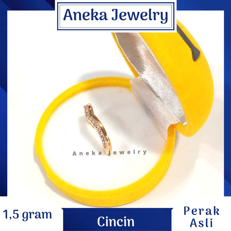 Cincin Cor Mata Baris V, Perak 925, Sepuh Emas Rosegold