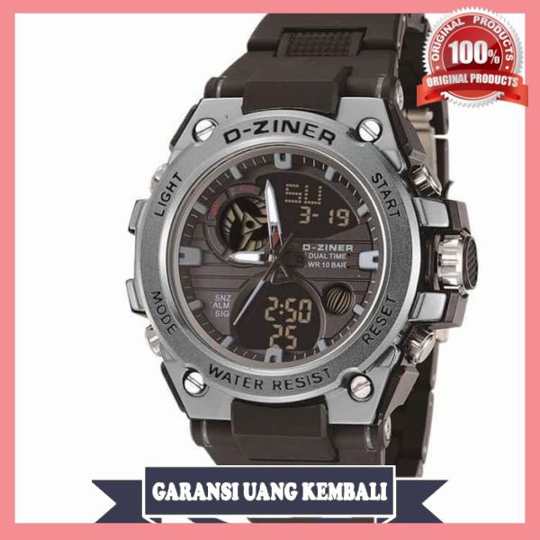 Jam Tangan Pria D-Ziner Original Dual Time Water Resist Bagus