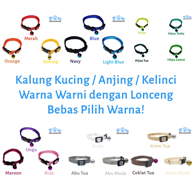 Kalung Kucing Kalung Kucing dengan Lonceng Kalung Kucing Anjing Kelinci Adjustable Warna Warni