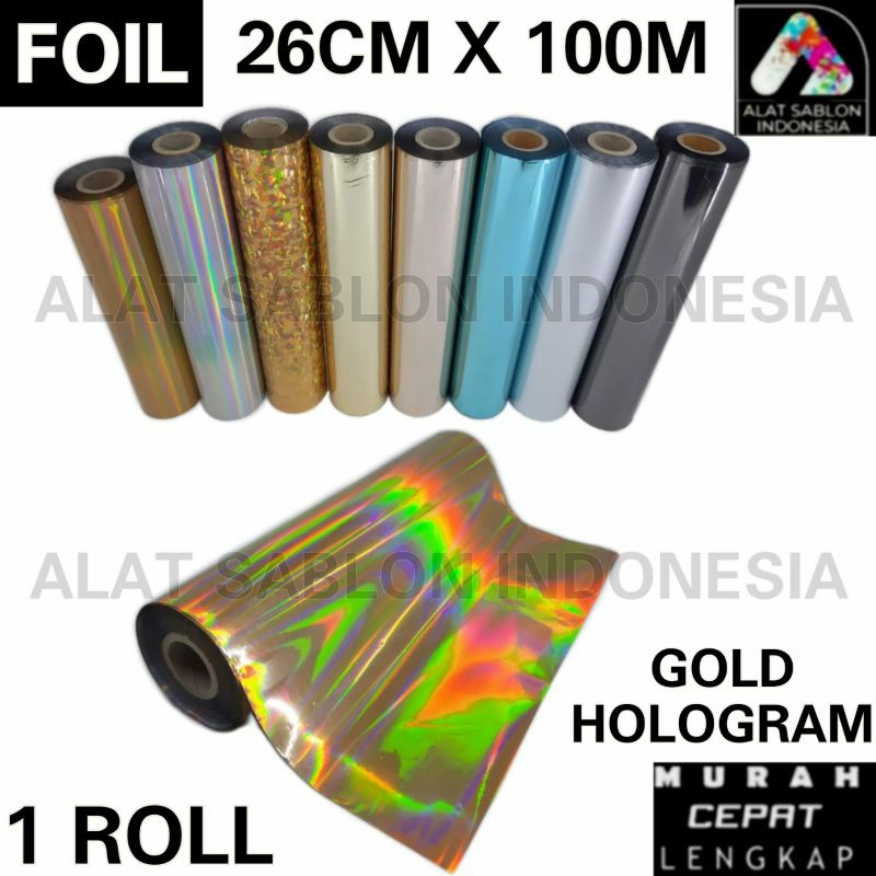 KERTAS FOIL SABLON PLASTIK FOIL EMAS GOLD HOLOGRAM