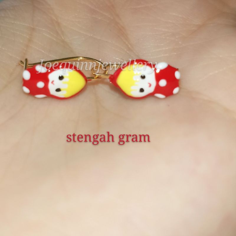 Anting anak marsha red stengah gram emas muda