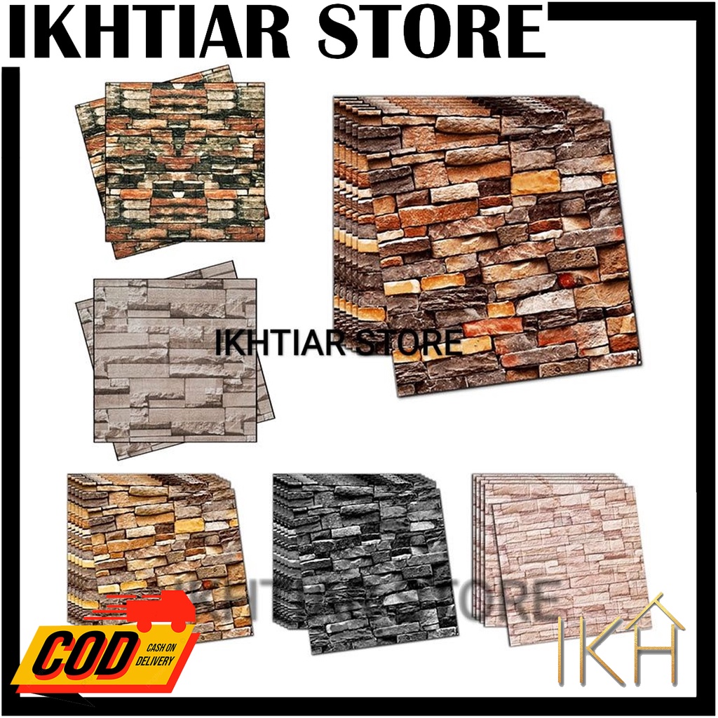 Wallpaper Dinding 3D Foam Motif Batu Alam / Wallsticker Dinding 3D Foam / Wallfoam 3D