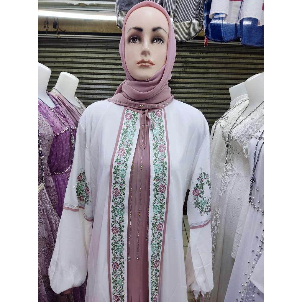 Gamis Larosa Putih 2 in 1 + Hijab Segi Empat