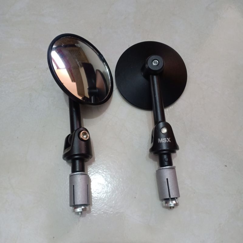 Spion Jalu Bulat Kaca Cembung Hitam Bar End