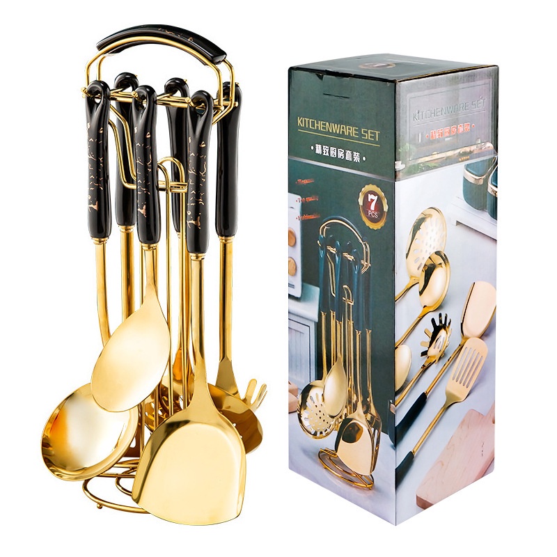 Spatula Masak Gold Set Marbled 7 in 1