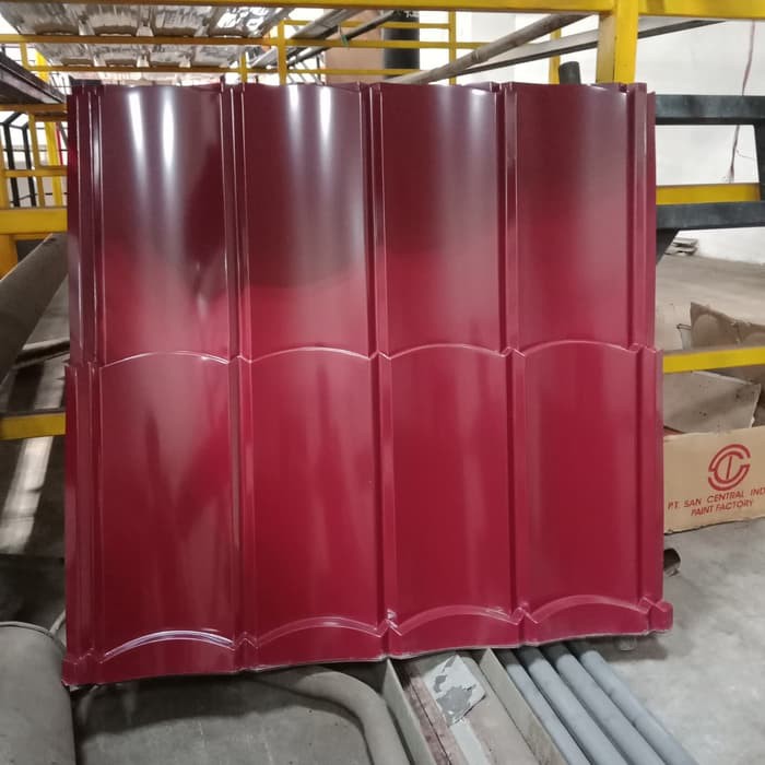 genteng atap metal polos merah