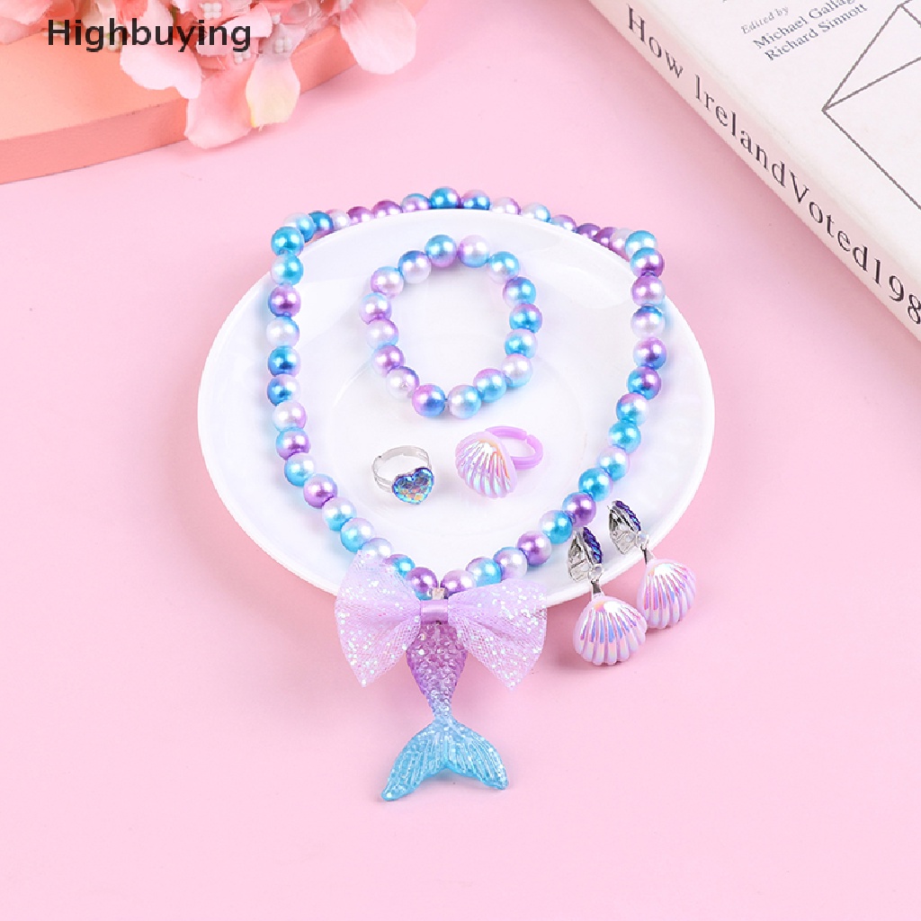 Hbid 1 Set Kalung Manik-Manik Adjustable Dengan Liontin Ekor Mermaid Untuk Anak Perempuan Glory