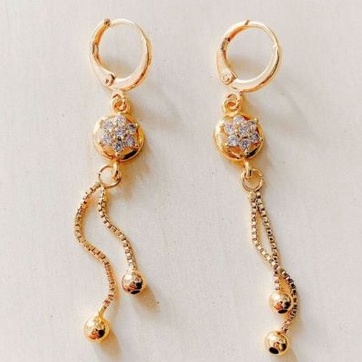 Anting Wanita / Giwang Wanita Bulat Bintang Jurai Zirconia Gold