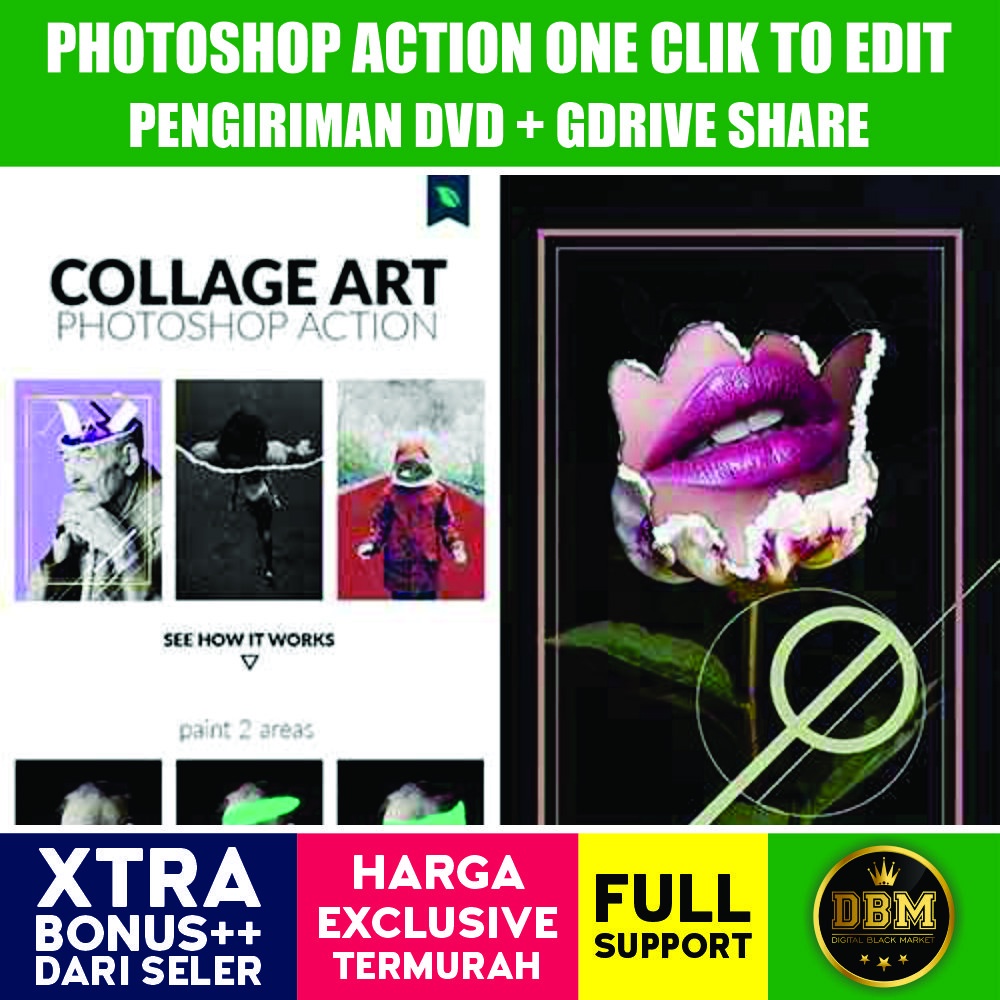 Collage Art Photoshop Action and Brushes