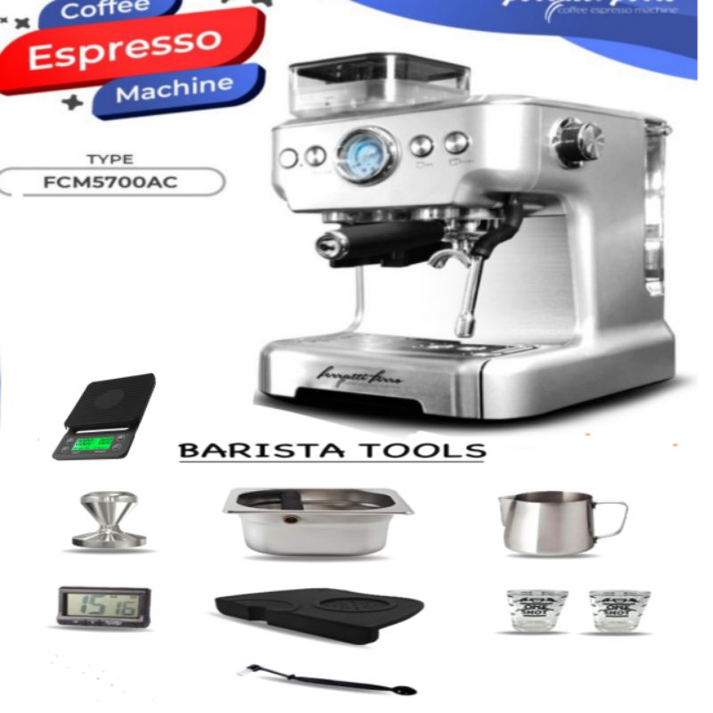 FERRATTI FERRO COFFEE ESPRESSO MACHINE BUILT IN GRINDER FCM-5700AC+Tools