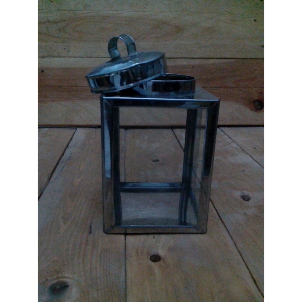 Toples Mini Unik Kaleng Kerupuk Mini Jadul Kaca Stainless Tempat Permen Kue Makanan ( 1 Set Isi 2)