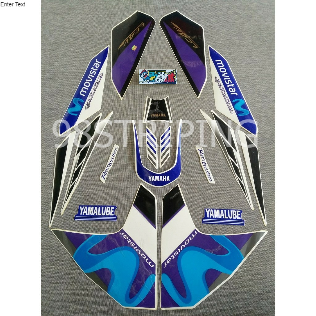 STIKER STRIPING LIS STANDAR ORI YAMAHA VIXION MOVISTAR PUTIH BIRU TAHUN 2015