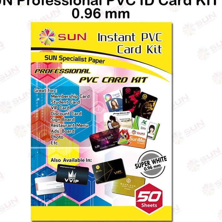 

Trendy Kertas PVC ID Card A4 - SUN PVC ID Card Super White 0.76, 0.96 Isi 50 Lembar = 500 Card ( Support epson/canon/hp/brother ori/dye/pigment/art paper ink - 664, 003, 673, 790, 810, BT5000, GT51 52, dll) 원