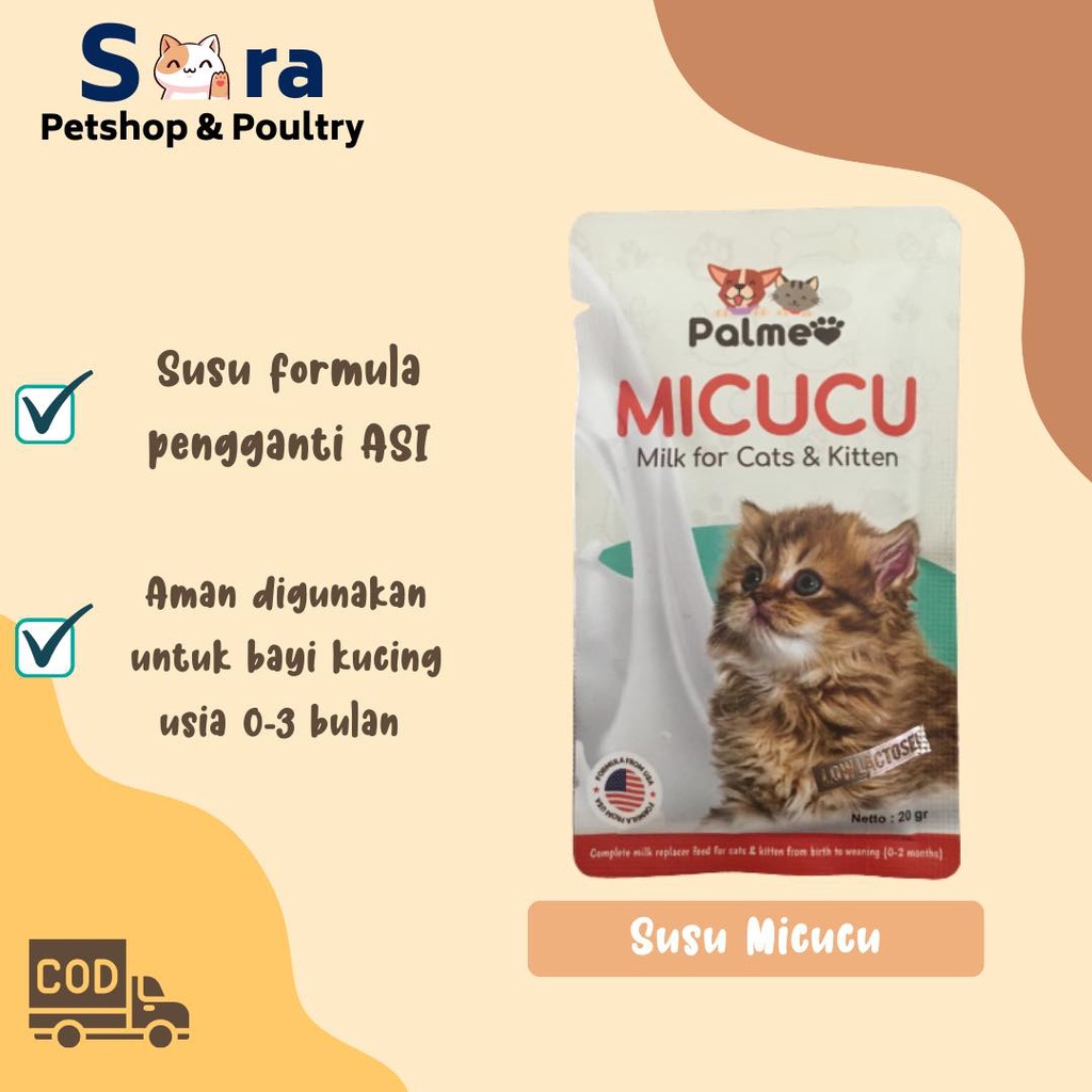 SUSU MICUCU / SUSU ANAK KUCING / SUSU KITTEN / SUSU FORMULA BAYI KUCING MICUCU 20 GR
